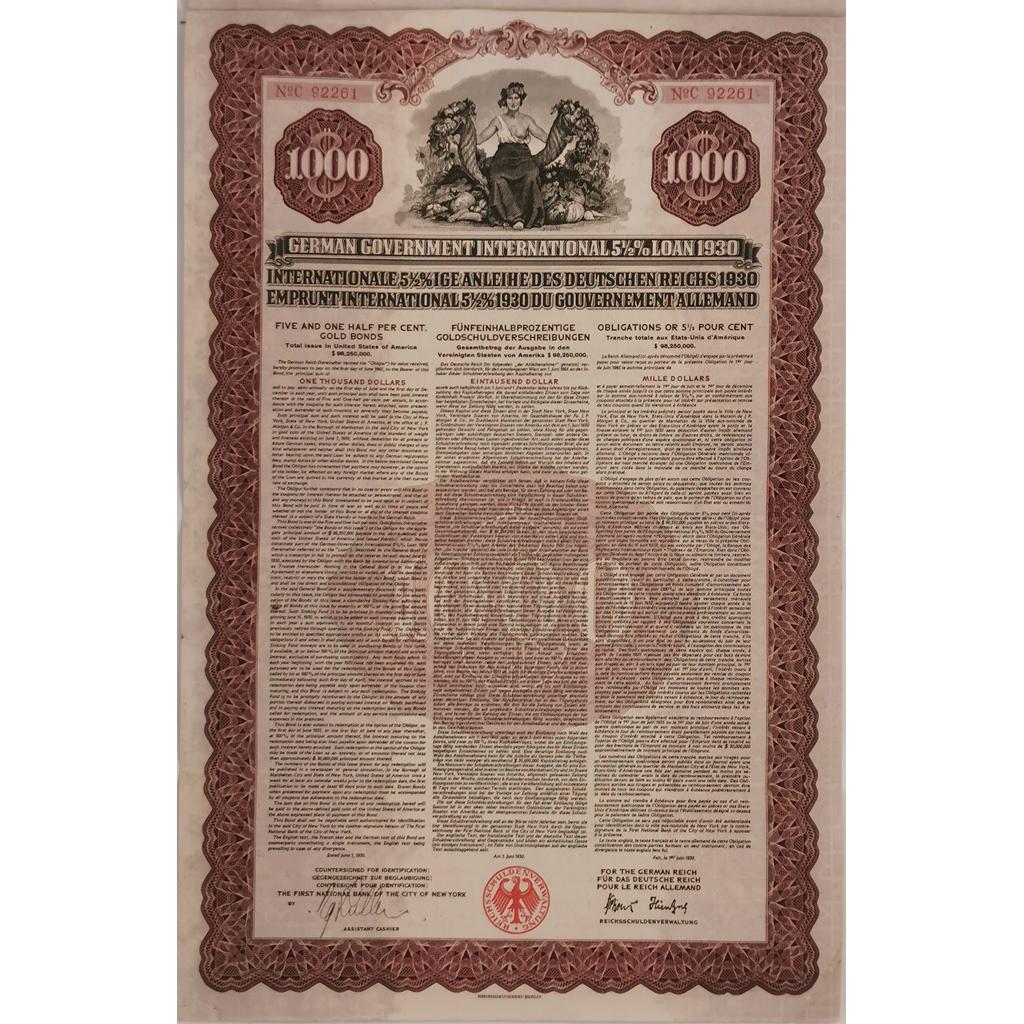 GERMAN 4.5% Mortgage Certificate bond dated 1937 in Reichsmarks 6 different 